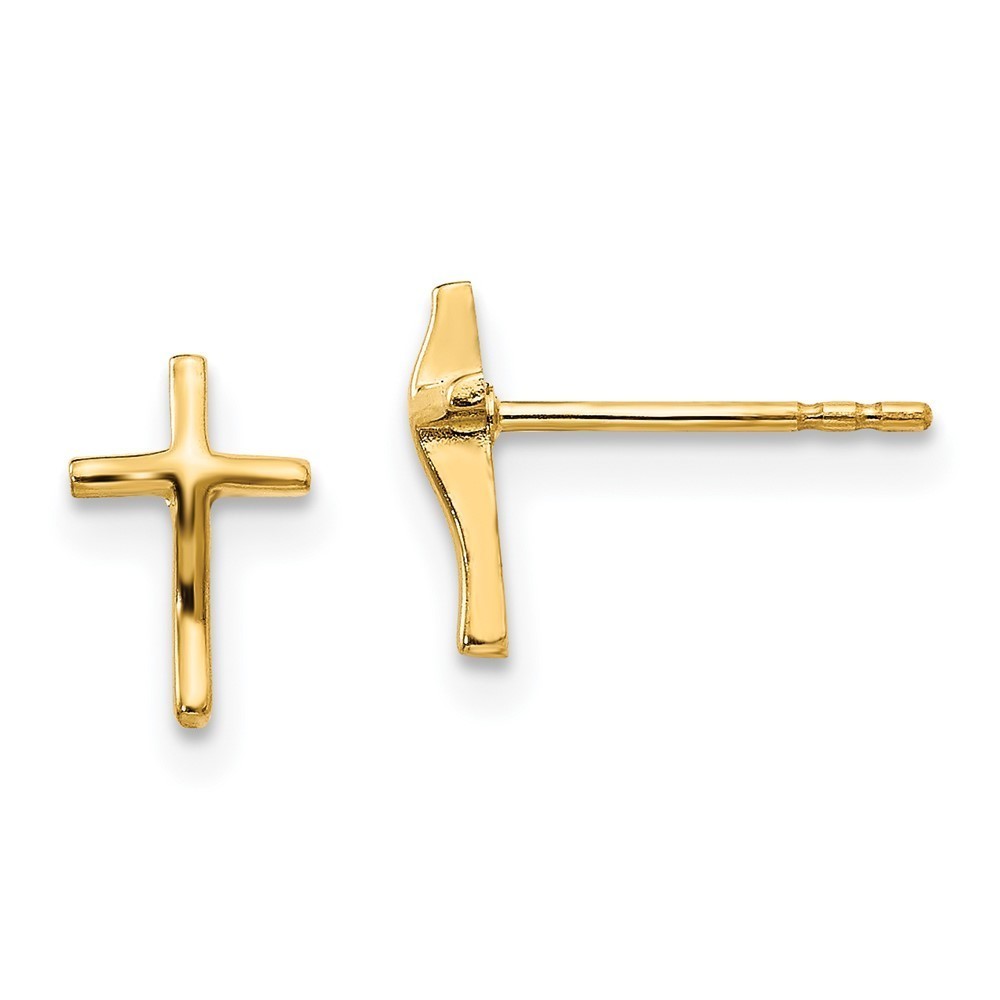 14k Yellow Gold Madi K Children's Jewelry Polished Cross Post Earrings